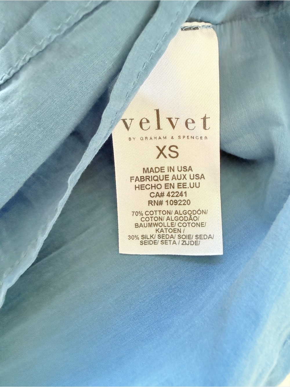 NWT Velvet Kristen Cotton Voile Top, Blue | Size XS - Picture 7 of 7